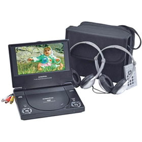 7" Portable DVD Player With Headphones, Case And Headrest Mount