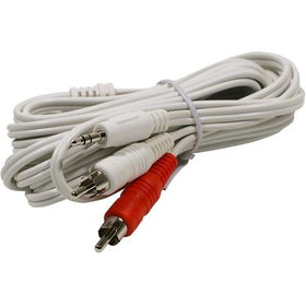12' 3.5mm Male To 2-RCA Male Y IPOD Cable - Whitemale 