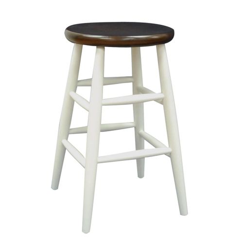 Caf counter stool-White seat with Chestnut legs