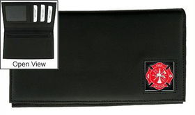Deluxe Leather Checkbook Cover - Fire Fighterleather 