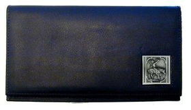 Deluxe Leather Checkbook Cover - Native American on Horseleather 