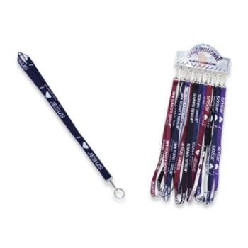 Religious Embroidered Fabric Lanyard Keychain Case Pack 72religious 