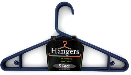5 Pack Plastic Hangers Case Pack 72