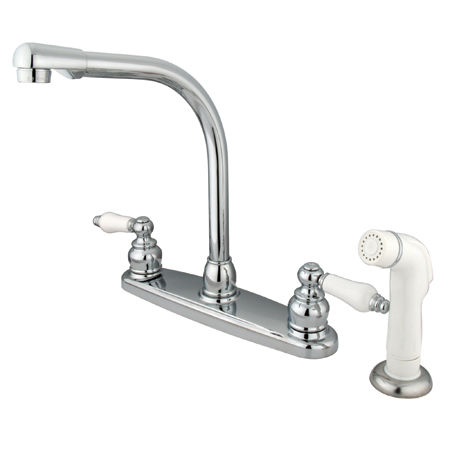 Kingston Brass Two Handle Centerset Deck Mount Kitchen Faucet with Side Spray KB711, Chromekingston 