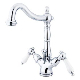 Kingston Brass Two Handle Centerset Deck Mount Lavatory Faucet with Brass Pop-up Drain KS1431PL, Chromekingston 