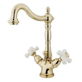 Kingston Brass Two Handle Centerset Deck Mount Lavatory Faucet with Brass Pop-up Drain KS1432PX, Polished Brasskingston 