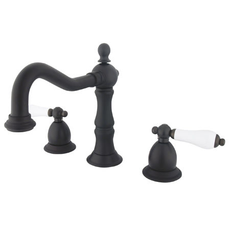 Kingston Brass Two Handle 8 in. to 16 in. Widespread Lavatory Faucet with Brass Pop-up Drain KS1975PL, Oil Rubbed Bronzekingston 