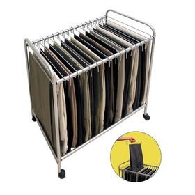 Wheeled steel rolling pants and necktie closet trolley