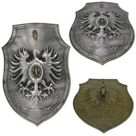 Full Size Silver Heraldic Phoenix Shield