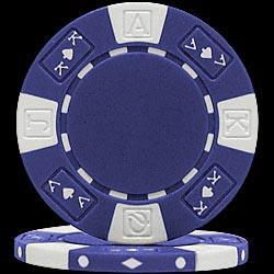100 Ace/King Suited Poker Chips - Blue