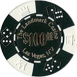 100 Landmark Casino Lucky Crown Poker Chips - $100 Black