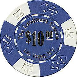 100 Landmark Casino Lucky Crown Poker Chips - $10 Blue