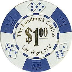 100 Landmark Casino Lucky Crown Poker Chips - $1 White