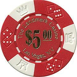100 Landmark Casino Lucky Crown Poker Chips - $5 Redlandmark 