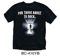 For Those About To Rock Youth Size Hockey T-Shirt (Black)rock 
