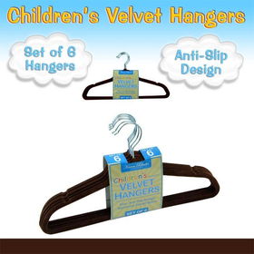 KAREN RHODES COLLECTION (6) Kids Velvet Hangers - CHOCOLATE