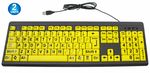 2 Big & Bright Easy See Keyboard - USB Wired - High Contrast Yellow With Black Oversized Letters - Low Vision Visually Impaired Keyboard For Seniors or Bad Visions.