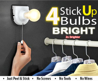 Instant Portable Light Bulb Cordless Mountable Battery Operated Wireless LED Light Light Bulbs -  Bulbs Peel and Stick Anywhere- 4pc BRIGHT Deluxe Set