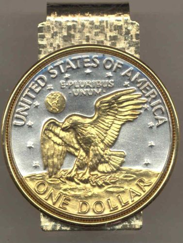 2-Toned  Gold on Silver Eisenhower dollar eagle (Hinged) Money clips