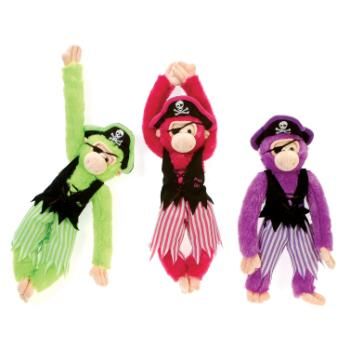 16"" Plush Pirate Monkeys In 3 Bright Colors Case Pack 24