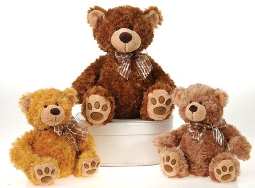 11"" 3 Assorted Color Sitting Plush Bears Case Pack 12