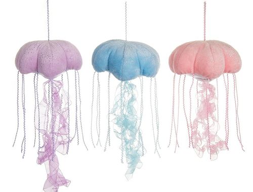 8"" 3 Assorted Glittered Pastel Jellyfishes Case Pack 36