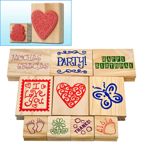 Trademark Games&#8482; Wood Mounted Rubber Stamp Set - 10 pc.