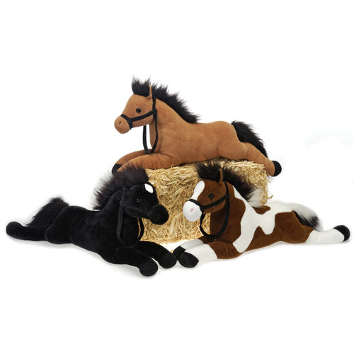 21"" 3 Assorted Color Plush Laydown Horses Case Pack 18