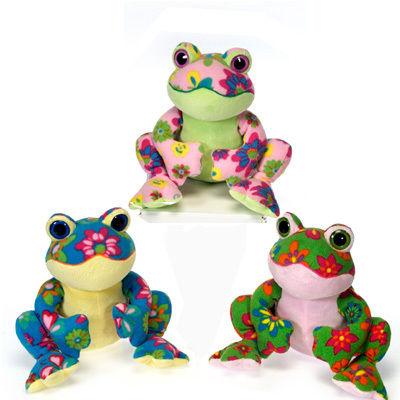 8"" 3 Assorted Color Sitting Plush Frogs Case Pack 18