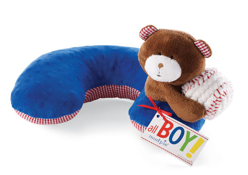 Mud Pie Baby Boy Baseball Bear Neck Pillow