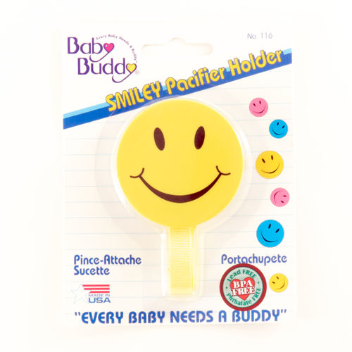 Smiley Pacifier Holder Yellow Case Pack 24