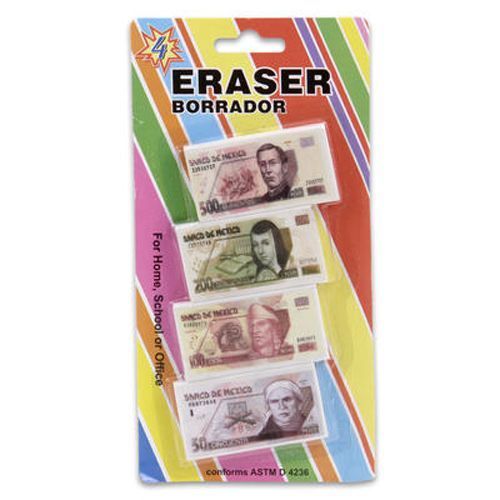 Eraser 4 Piece Mexican Money Assorted Case Pack 36