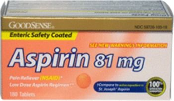 Good Sense Adult Low Strength Aspirin 81 Mg Enteric Coated Case Pack 24