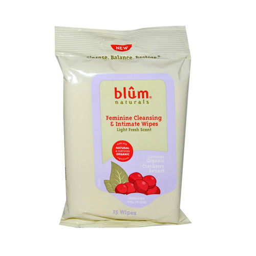 Blum Naturals Feminine Cleansing and Intimate Wipes Light Fresh Scent - 15 Wipes - Case of 6