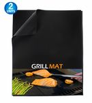 2PC Heavy Duty BBQ Non Stick Grill Mats -  Barbecue Grill & Baking Mats - Reusable, Reversible, Easy to Clean Barbecue Grilling Accessory - Works On Gas Charcoal & Electric
