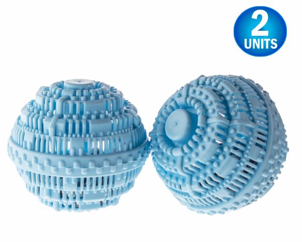 2 Eco Friendly Washing Cermaic Balls - All Natural, Checmical Free, Fragrance Free Laundry Detergent Alternative - Reusable - Light Blue