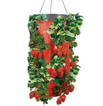 Vertical Strawberry Hanging Planter & Upside Down Hanging Planter Container Herb Gardening Grow Organic Bag Balcony Planter - Gardening of Tomatoes, Peppers, and Flowers w/ Organic Watering System