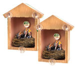 2 See Through One Way Mirrored Bird House - Suction Cup Window Mounted Bird Nesting Box