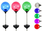 2 Pc - Solar LED Color Changing Crackle Glass Globes - Garden Landscaping Decorative LED Standing Globes - Regular Size