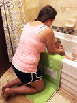 Bath Kneeler Pad & Elbow Armrest Mat - Foldable Non Slip Safety Bathtube Padded Cushion w/ Storage Organizer & Knee Rest For Baby Bathing & Washing