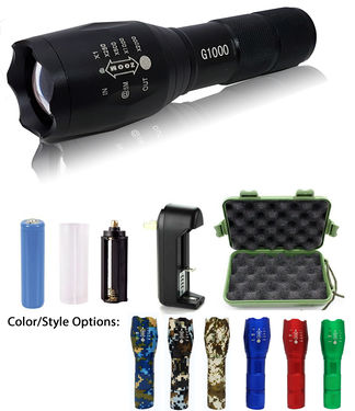 1 - G1000 Portable Zoomable Tactical LED Flashlight - 2000 Lumens