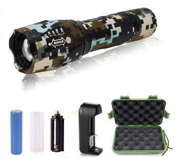 2 - G1000 Portable Zoomable Tactical LED Flashlight - 2000 Lumens - Dark Brown Camo