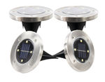 Disc Solar Powered Path Ground Lights 4 LED  - Outdoor/Indoor Waterproof Garden Landscape Spike Yard Lights - 4 Pack