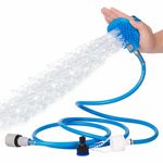 Dog Pet Bathing Tool Glove - Shower Sprayer, Deshedder and Scrubber All In One With 3 Hose Adapters -  Shower, Bath Tub, Faucet and Outdoor Garden Hose Compatible, Adjustable - Perfect Dog Cat Horse Grooming