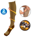 Copper Energy Infused Zipper Compression Closed Toe Socks - Zip Up Circulation Pressure Stockings - 2 Pairs