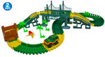 2 Sets - Magic Dinosaur Twisting Race Car Track - Flexible Bending Glow In The Dark Traxs w/ Dino Slot Car Race Track Toy - ( Totals 324 pcs )