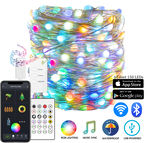 Smart App Fairy String RGB Christmas Lights  WiFi + Bluetooth Indoor/Outdoor Waterproof USB Multi Color Changing Flexible Copper Wire Lights w/ Sync Music & Dynamic Modes -
