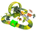 Magical Zoo Twisting Race Car Track - Alligator Tunnel Bridge W/ Loop Flexible Bending Tracks w/  Race Track Slot Car Toy - ( Totals 144 pcs )
