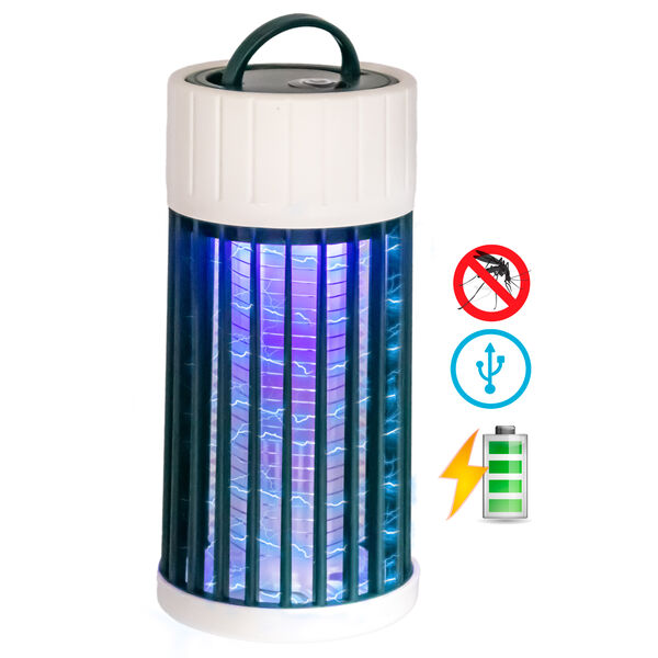 Bug Zapper Electric Mosquito Killer - Portable USB Rechargeable Fruit Fly Trap w/ Nightlight Lantern -  Cordless Insect Repellent Device - Outdoor & Indoor Perfect For Camping, Home & Patio - Small
