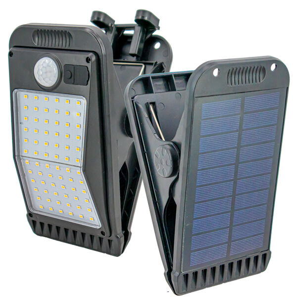 Solar Powered Clip On Outdoor 72 LED Lights Super Bright Motion Sensor Flood Light, 4 Modes, 3 Mounting Ways, 270-Degree Coverage, Weatherproof IP65 + USB Rechargeable - Ideal for Camping, Deck, Garage, Patio